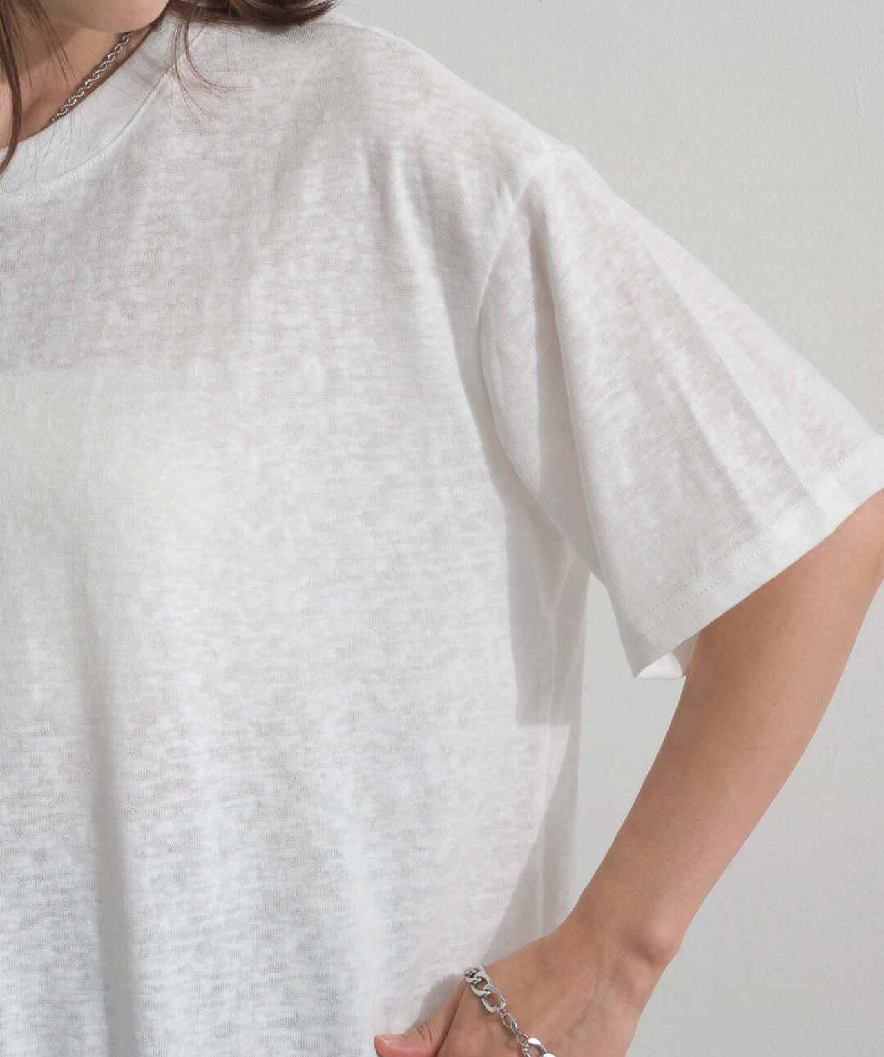 2605142 レースヘムレイヤードカットソー white