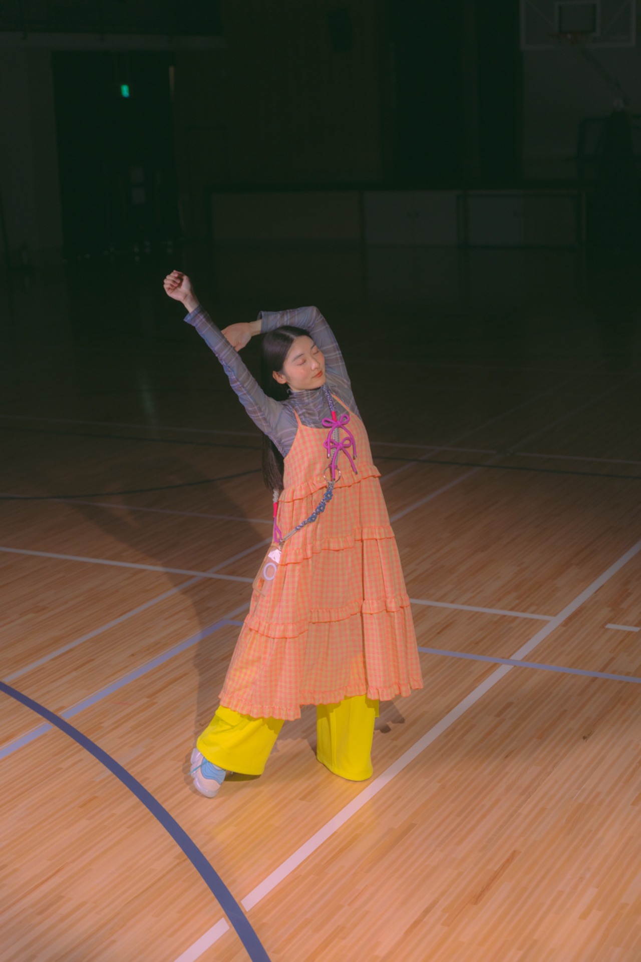 2way big ribbon flower strap Purple Pink