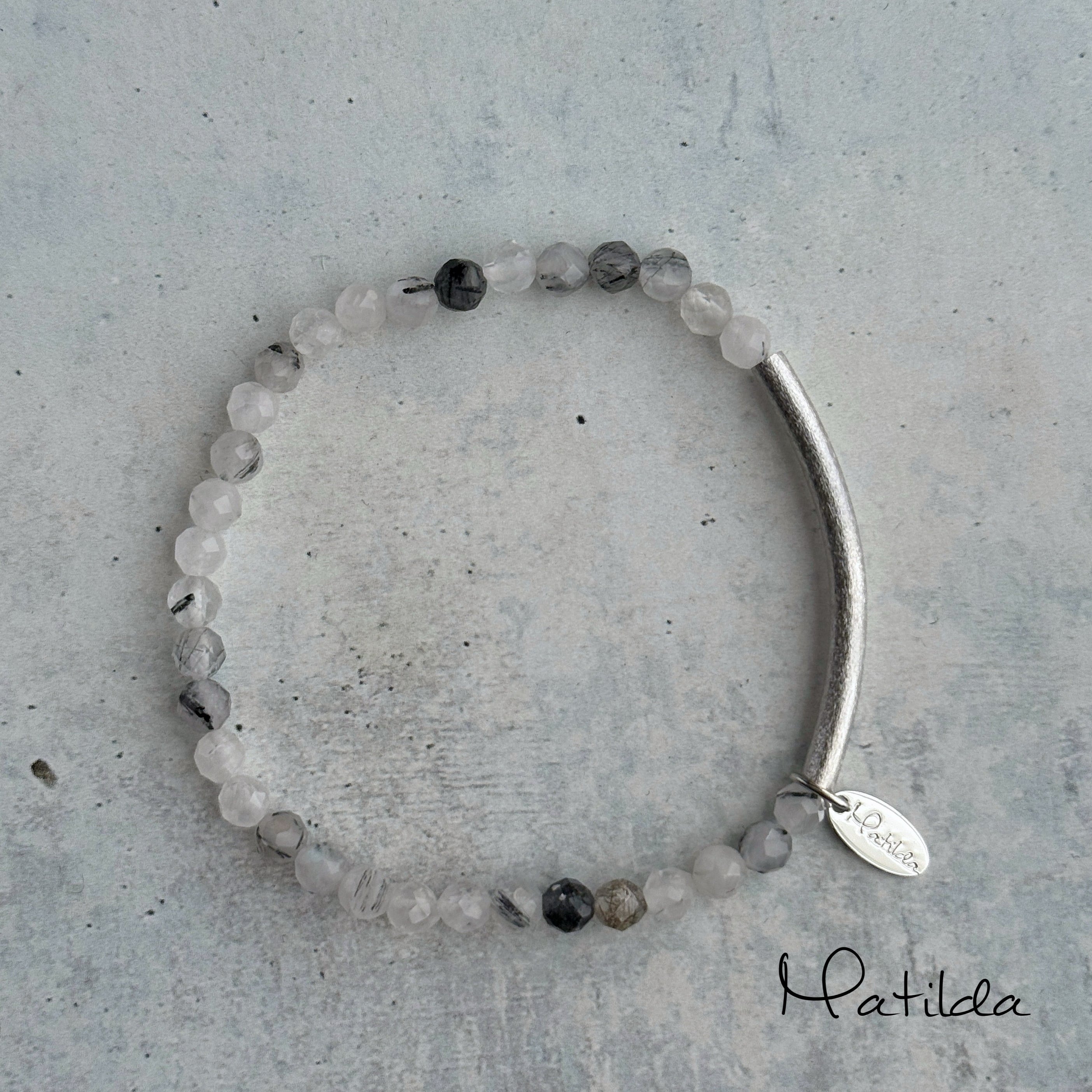 【再販】Tube & stone bracelet(ブラックルチルクォーツ)