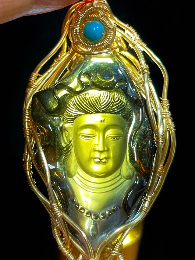 3) 優美「観音さま」アートPT(天然シトリン)