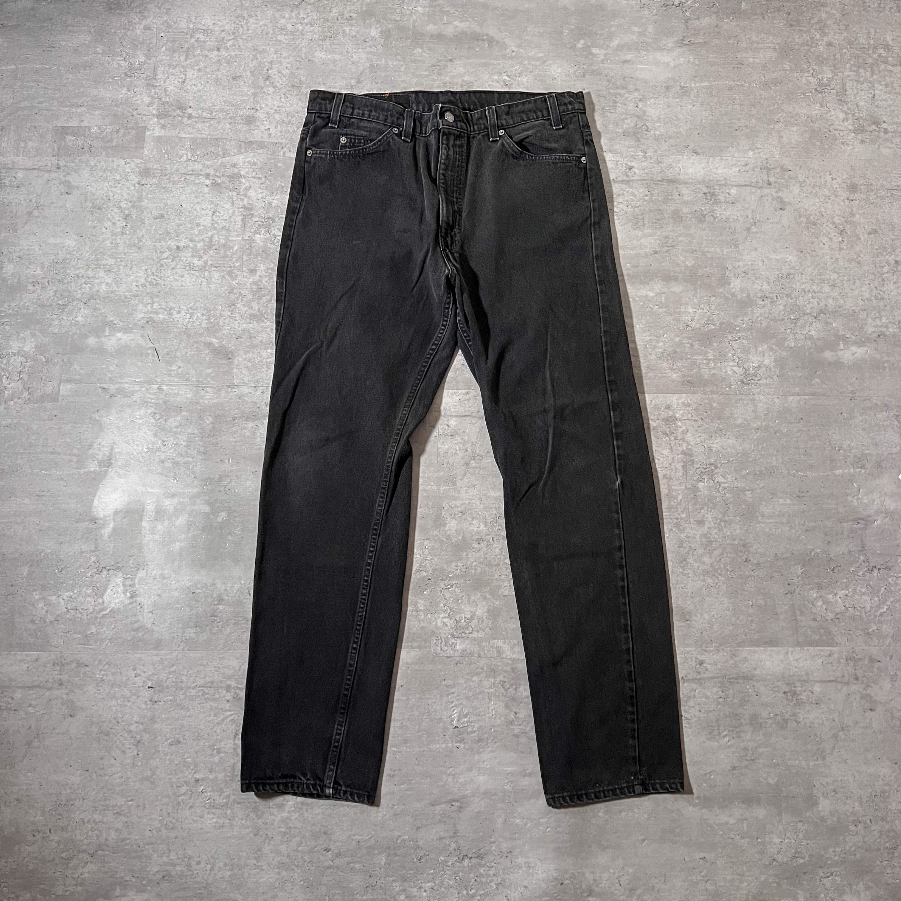 90s “Levis 505” 後染めblack denim pants オレンジタブ W35L32 made