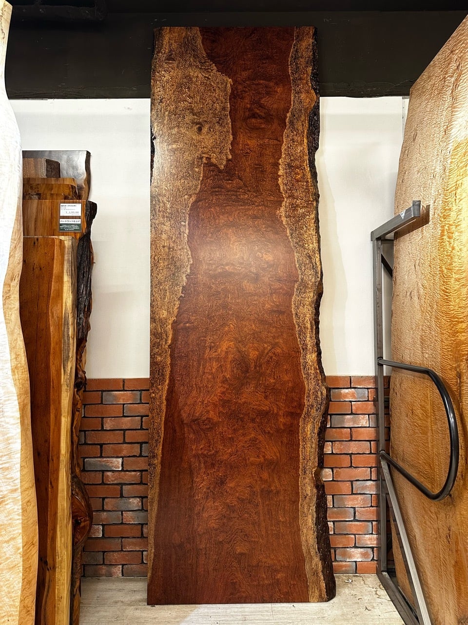 Premium】ブビンガ 全面杢_2920×850-860-840×50_浅草本店_テーブル天板