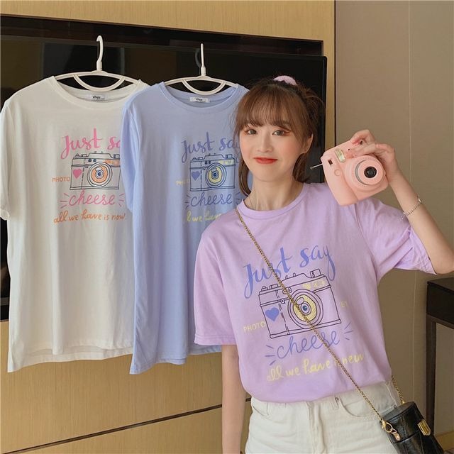 トップス レディース Tシャツ カットソー ラウンドネック 半袖 プリントTシャツ プリント カジュアル 大人カジュアル デイリー ゆったり オーバーサイズ  夏 春 TP-1333-y