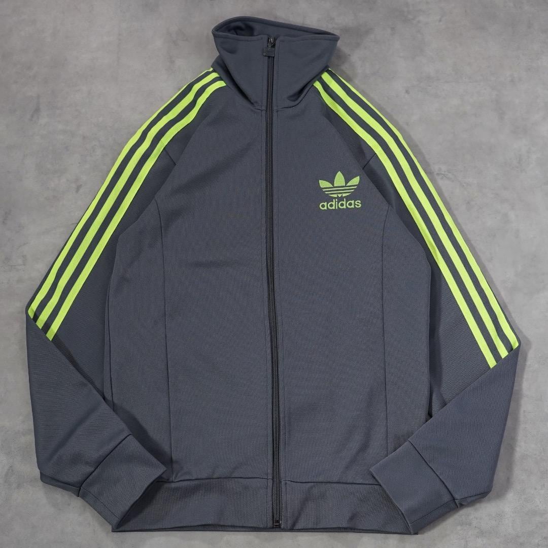 アディダス トラックジャケット 古着 刺繍 襟高 古着 グレー 黄色 19264