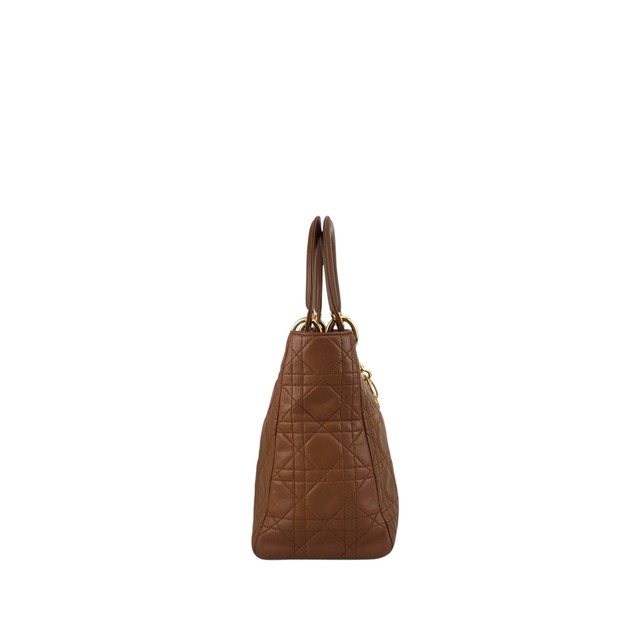 Christian Dior クリスチャン ディオール レディディオール ハンドバッグ ブラウン カナージュ ロゴチャーム レザー 2way vintage ヴィンテージ オールド 5n4tvr