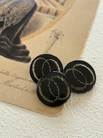 22mm Japanese ヴィンテージボタン ブラック×シルバー 樹脂ボタン レトロ アクセサリーパーツ 装飾材 カルトナージュ