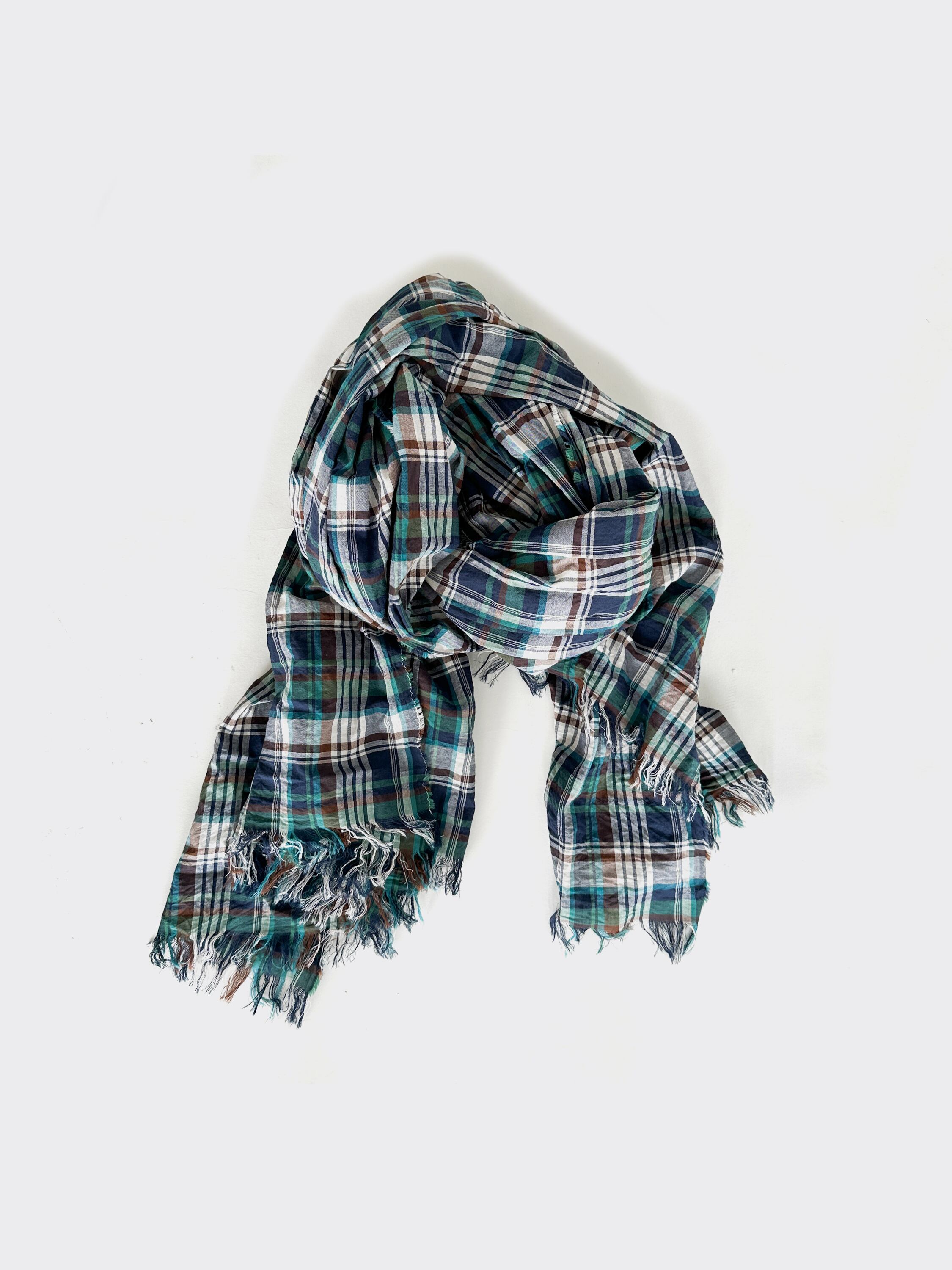 02091-1 cotton/linen madras stole / deep color | LOCALLY