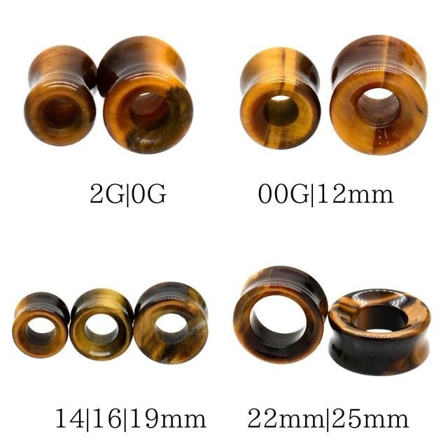ピアス アレルギー対応 22mm 25mm タイガーアイ ダブルフレア 天然石