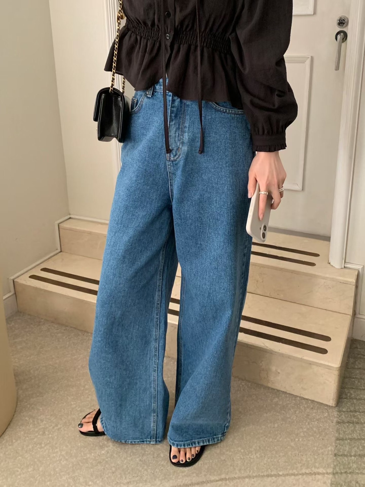 (予約) mellounge / Wide denim pants 2color
