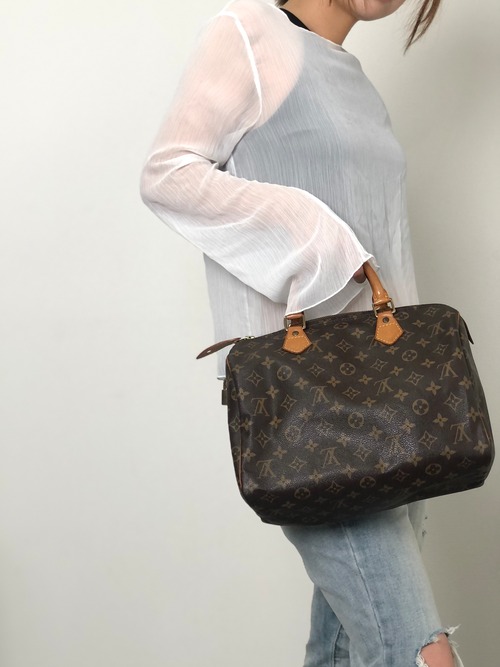 LOUIS VUITTON ルイヴィトン スピーディ30 モノグラム ハンドバッグ ブラウン PVC レザー vintage ヴィンテージ オールド dzdntw