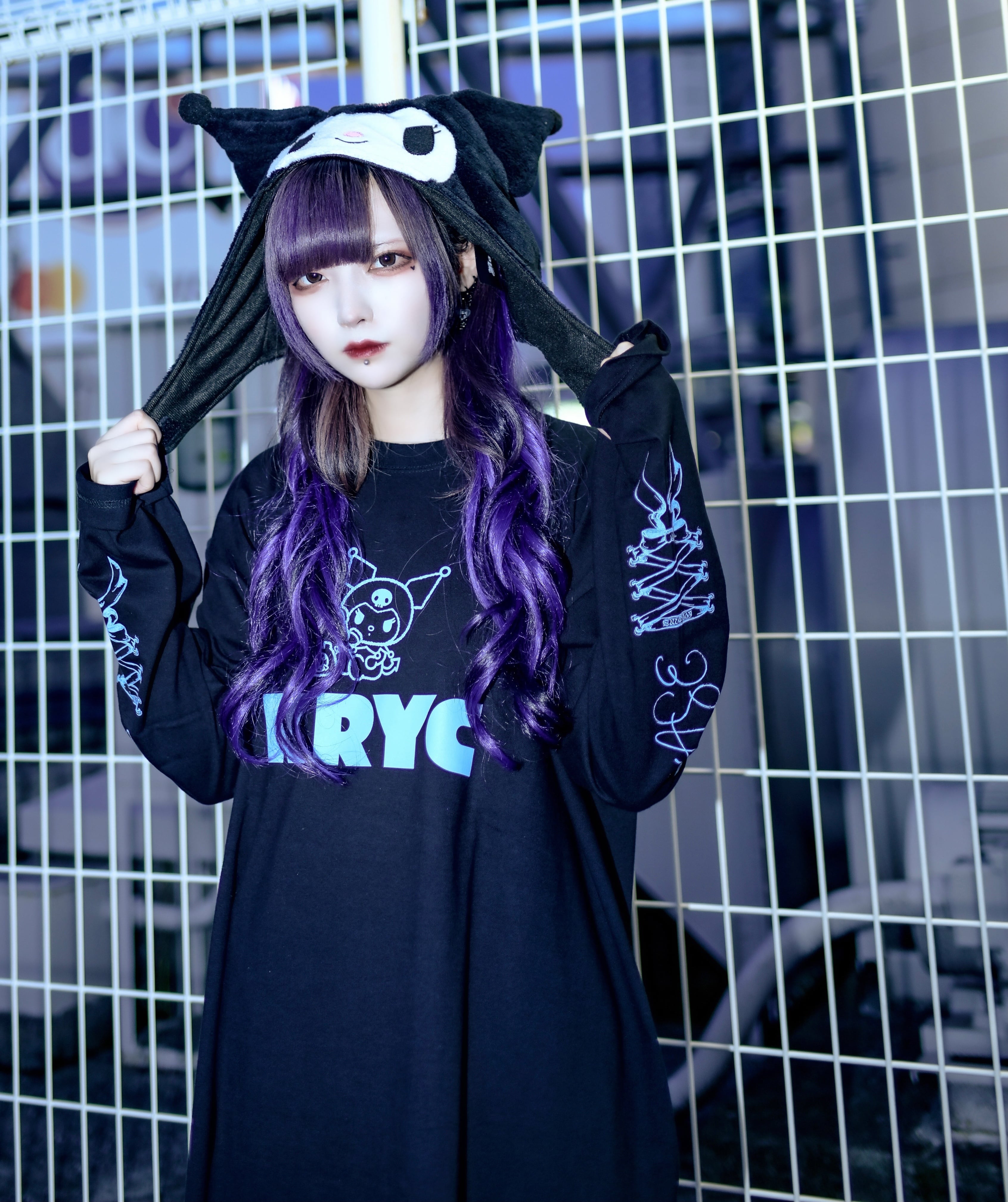 KRY clothing クロミ Tシャツ ブラック×パープル