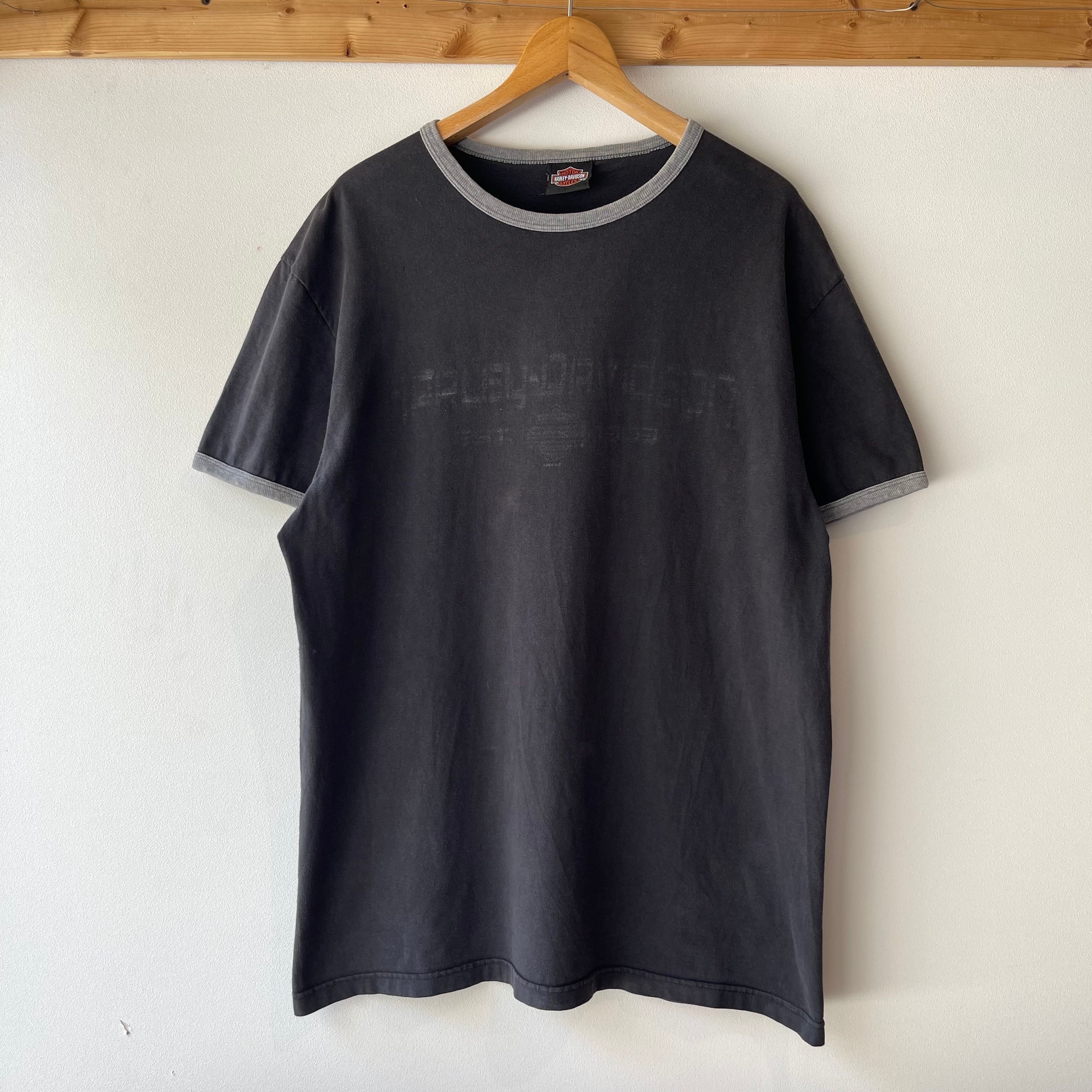 90s Harley-Davidson リンガーT ボロ フェード 00's Harley-Davidson フェードTシャツ ブラック リンガーTシャツ