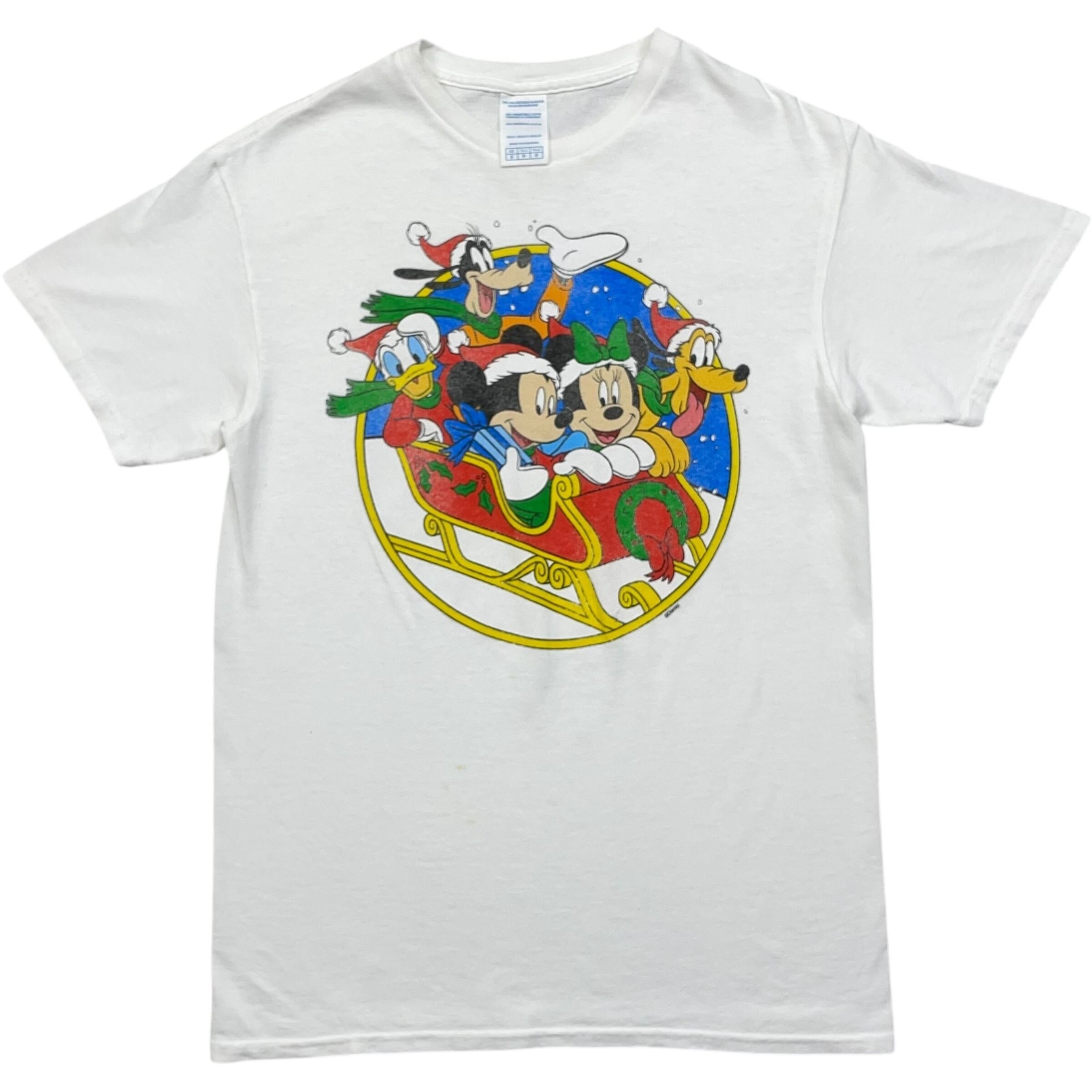 《S》 Disney ディズニー Tシャツ ミッキーマウス クリスマス プリント ホワイト no.7613