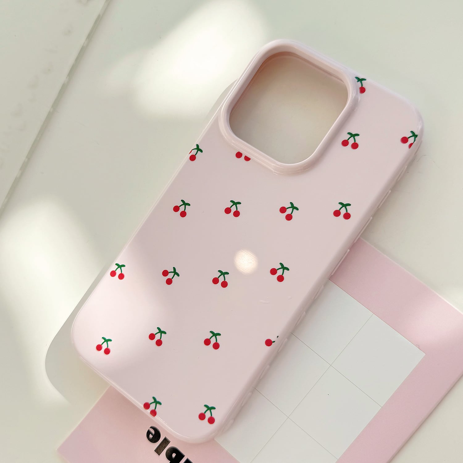 iPhone17~12まで対応】可憐なさくらんぼ◎ピンク ハート柄 かわいい