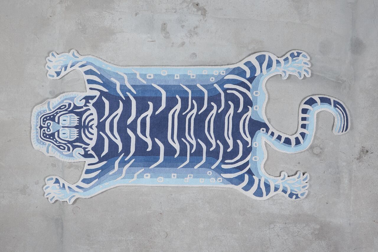 Tibetan Tiger Rug 《Lサイズ•ウール・オリジナル3・インディゴカラー