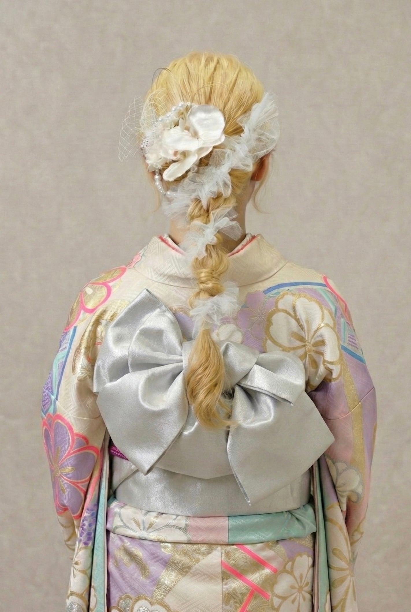 パール付きフリンジ髪飾り ホワイト 成人式 卒業式 結婚式