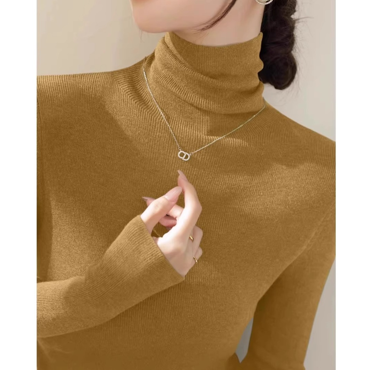 ハイネックスリムボトミングニットトップ 11color A01070