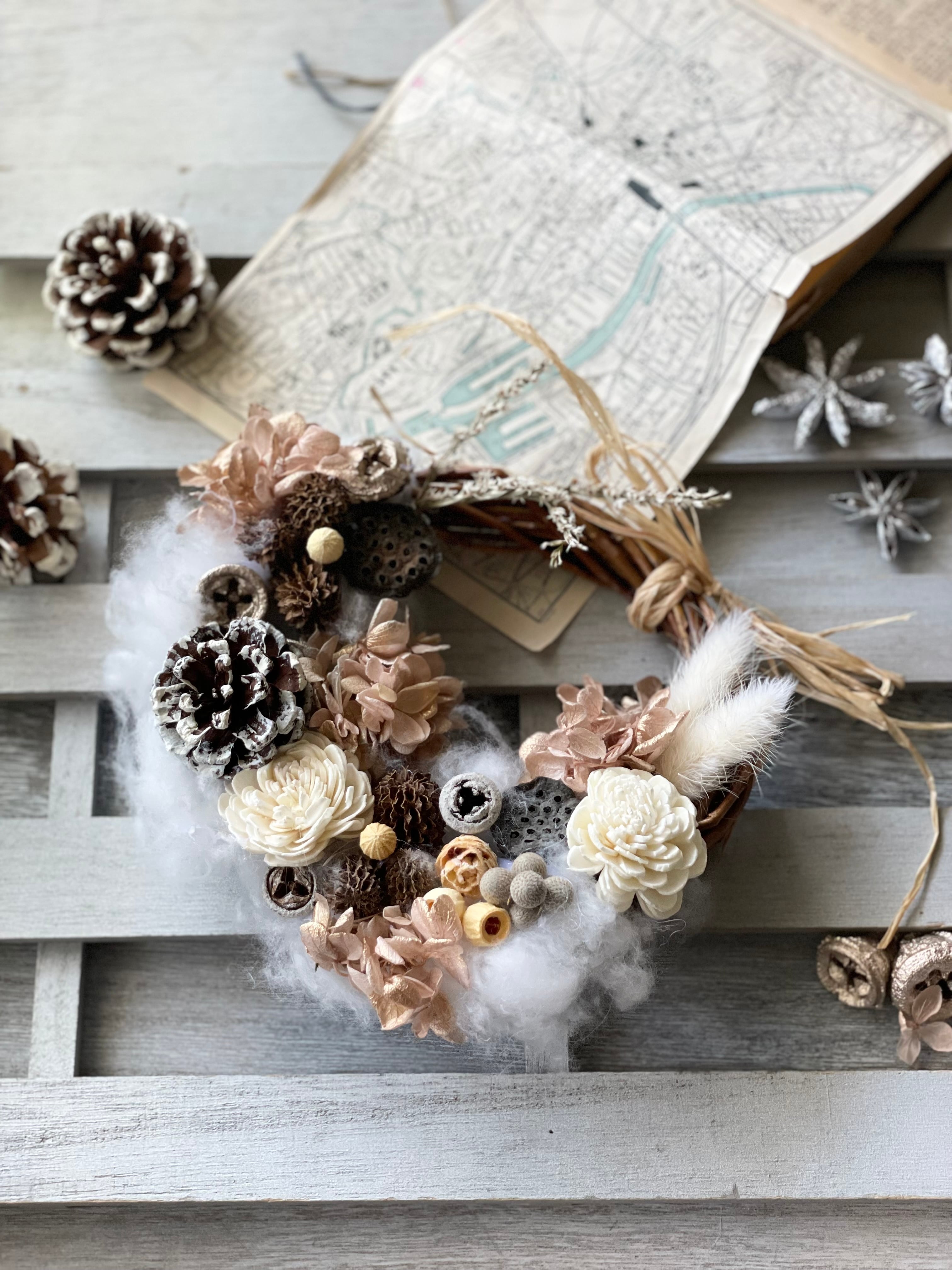 フワフワコットンのXmasリース クリスマス クリスマス クリスマス  