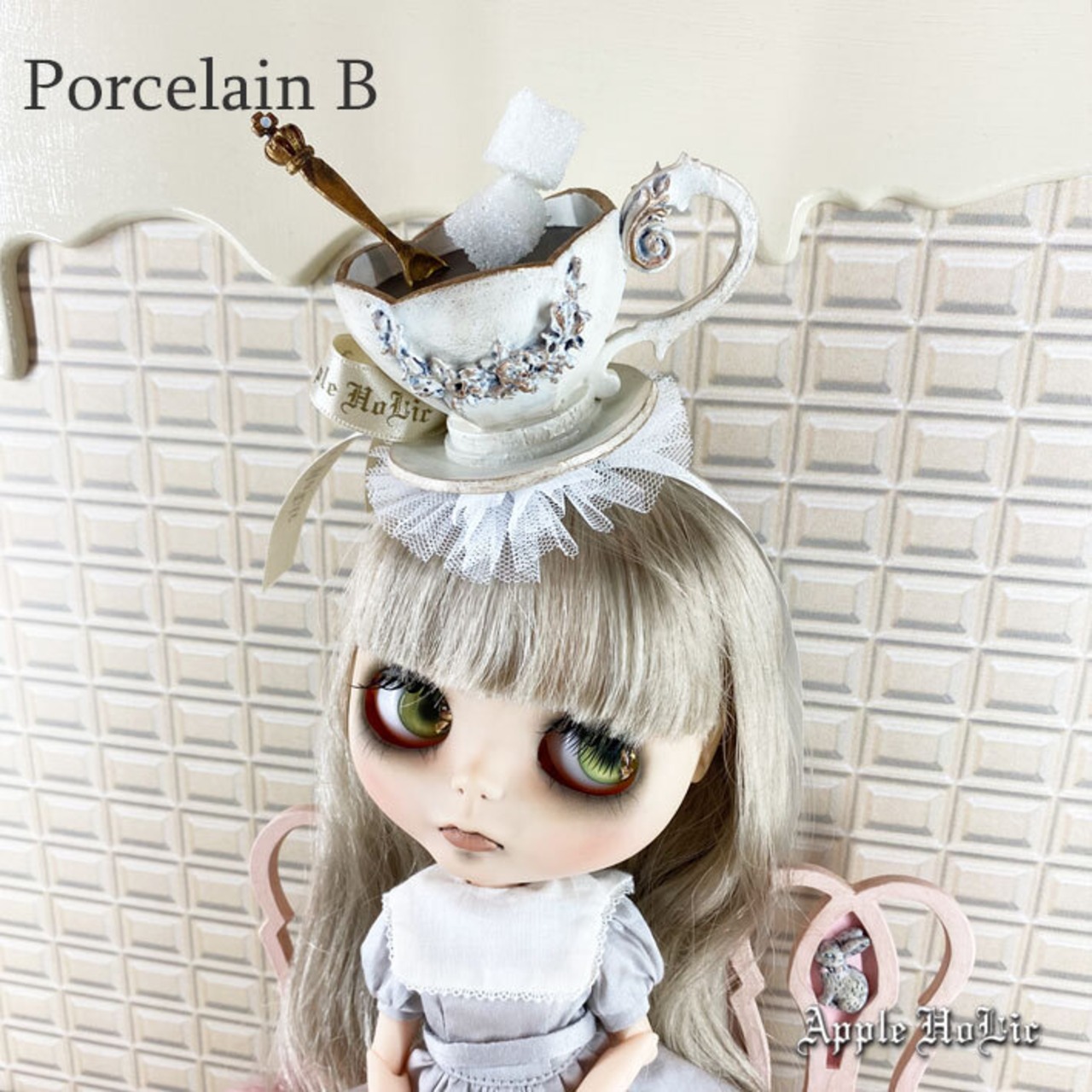 1/6 ドール ハット  Tea Cup Hat Porcelain B ポーセリンB