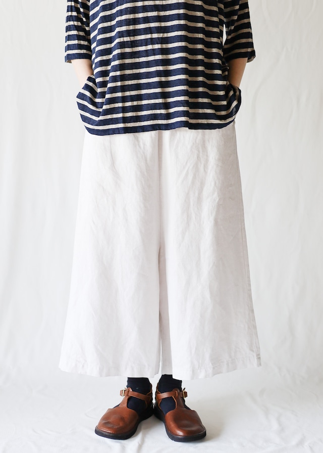 Vlas Blomme - Light Linen Twill ペンギンパンツ - Vintage White