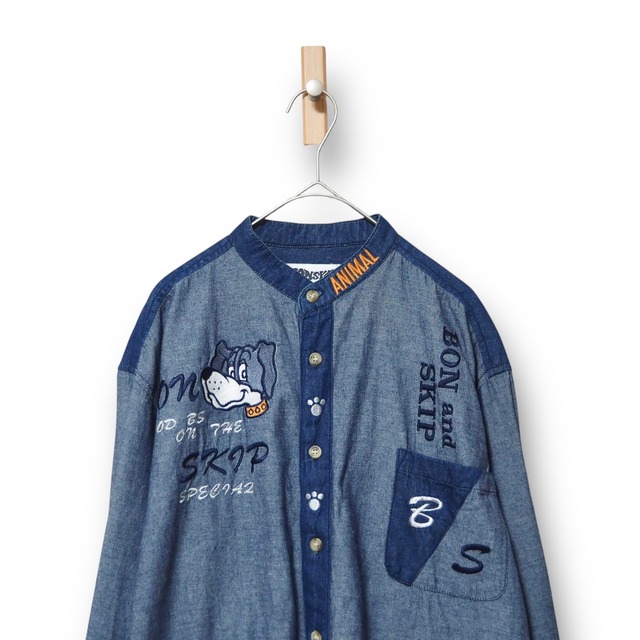 【VINTAGE】長袖バンドカラーシャツ