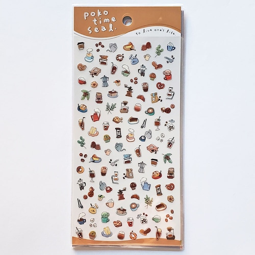 ポコタイムステッカーシール  82432　コーヒーcoffee　ブラウン