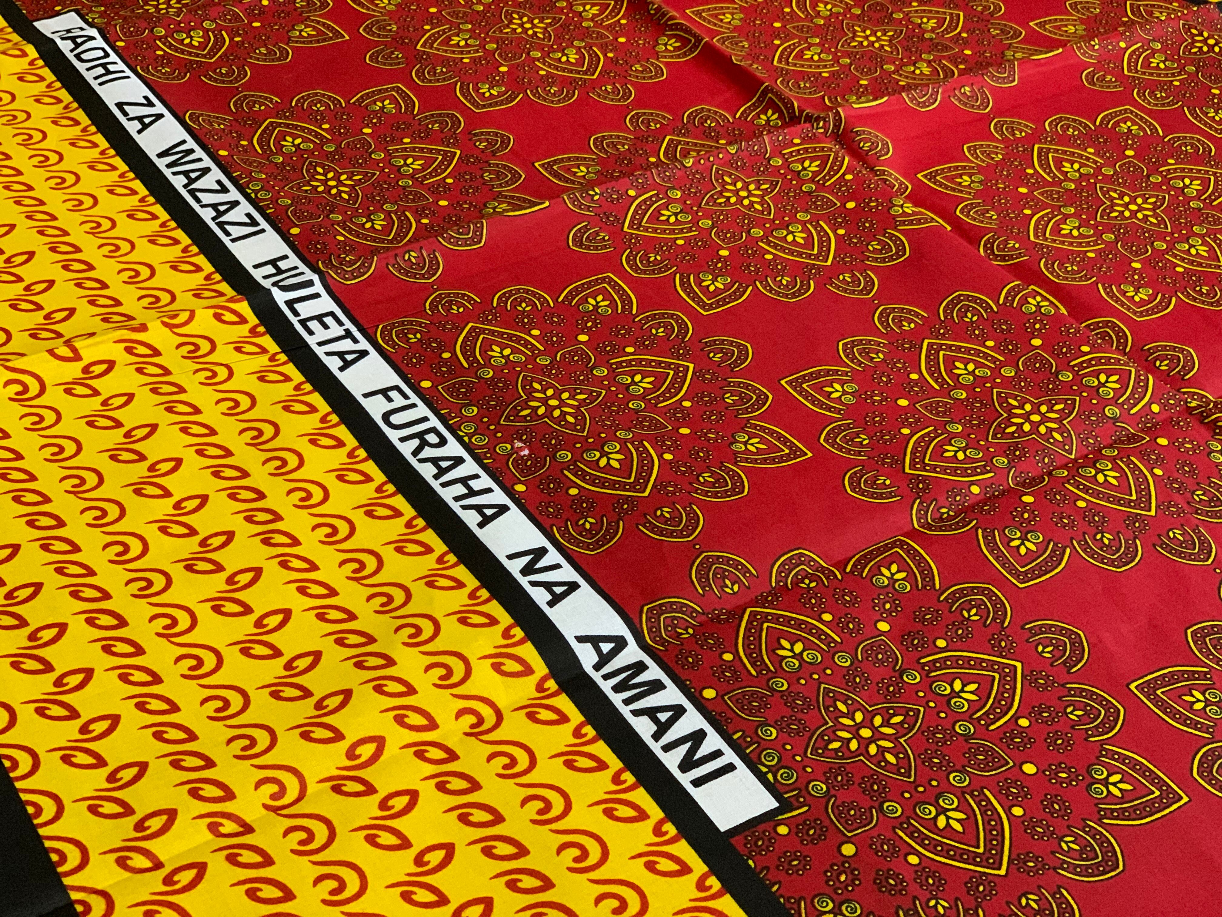 カンガ布  ファブリック（イエロー×レッド）