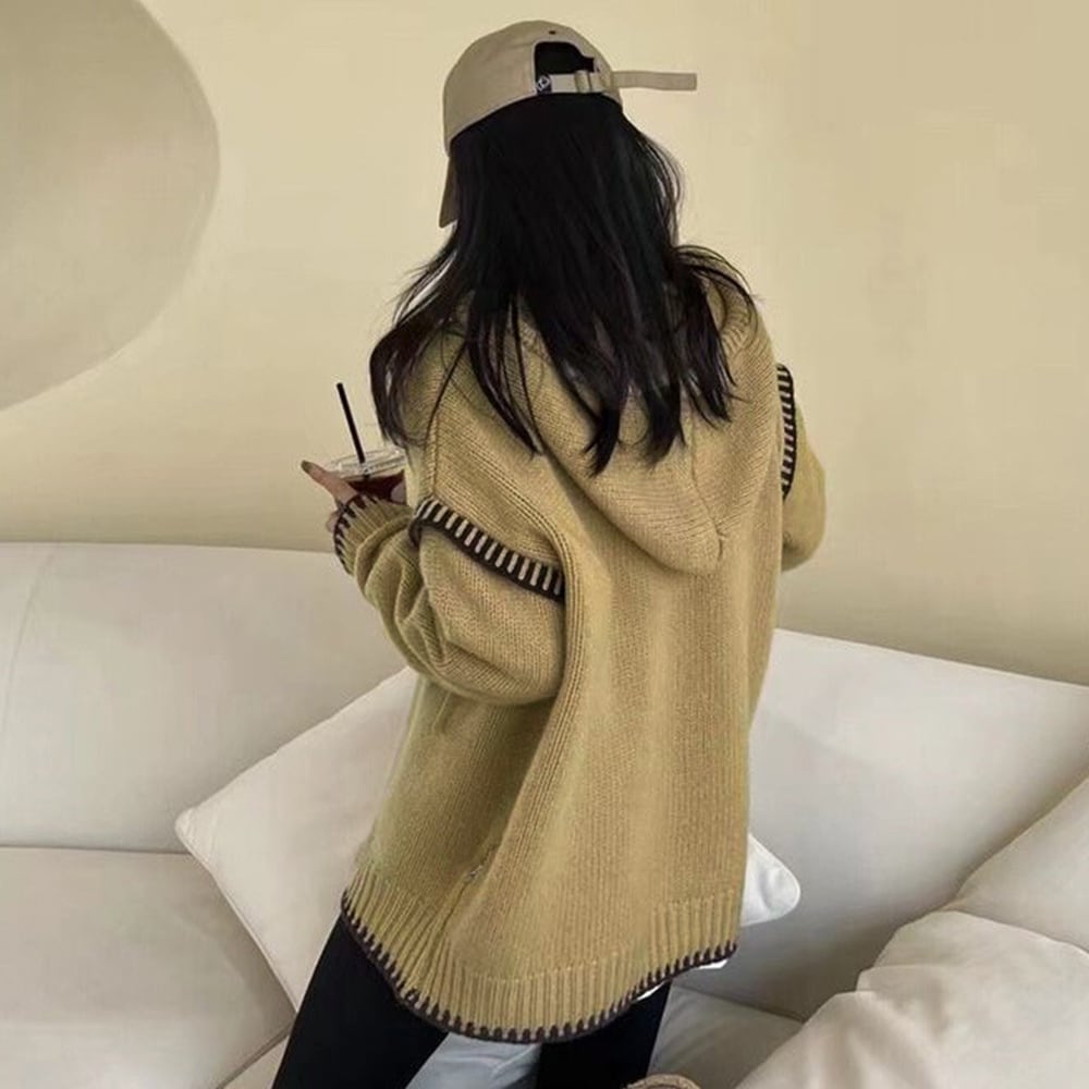 韓国購入お洒落なニットフ一ド付きケ一プホンチョ可愛い❤️ 韓国購入お洒落なニットフ一ド付きケ一プホンチョ可愛い❤️ 韓国購入