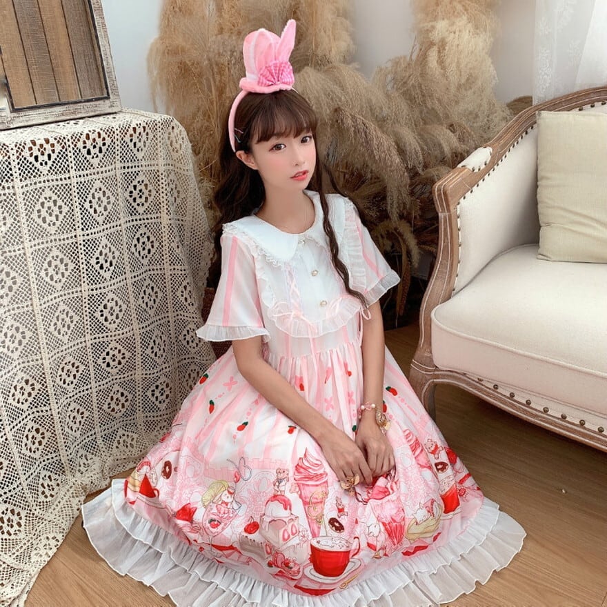 ゴスロリ通販 With U ロリィタ服 半袖 ワンピース フリル 原宿スタイル