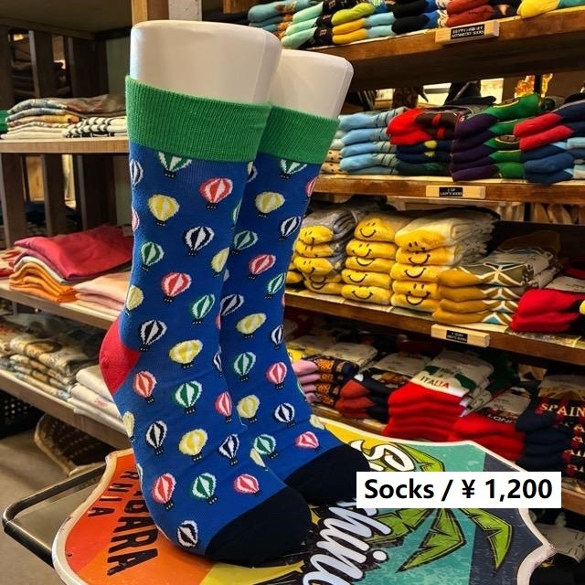 TOPANGA SOCKS Men's　カラフルバルーンソックス　ブルー　靴下　メンズソックス　スニーカー　足元ファッション　プチギフト　クルーソックス