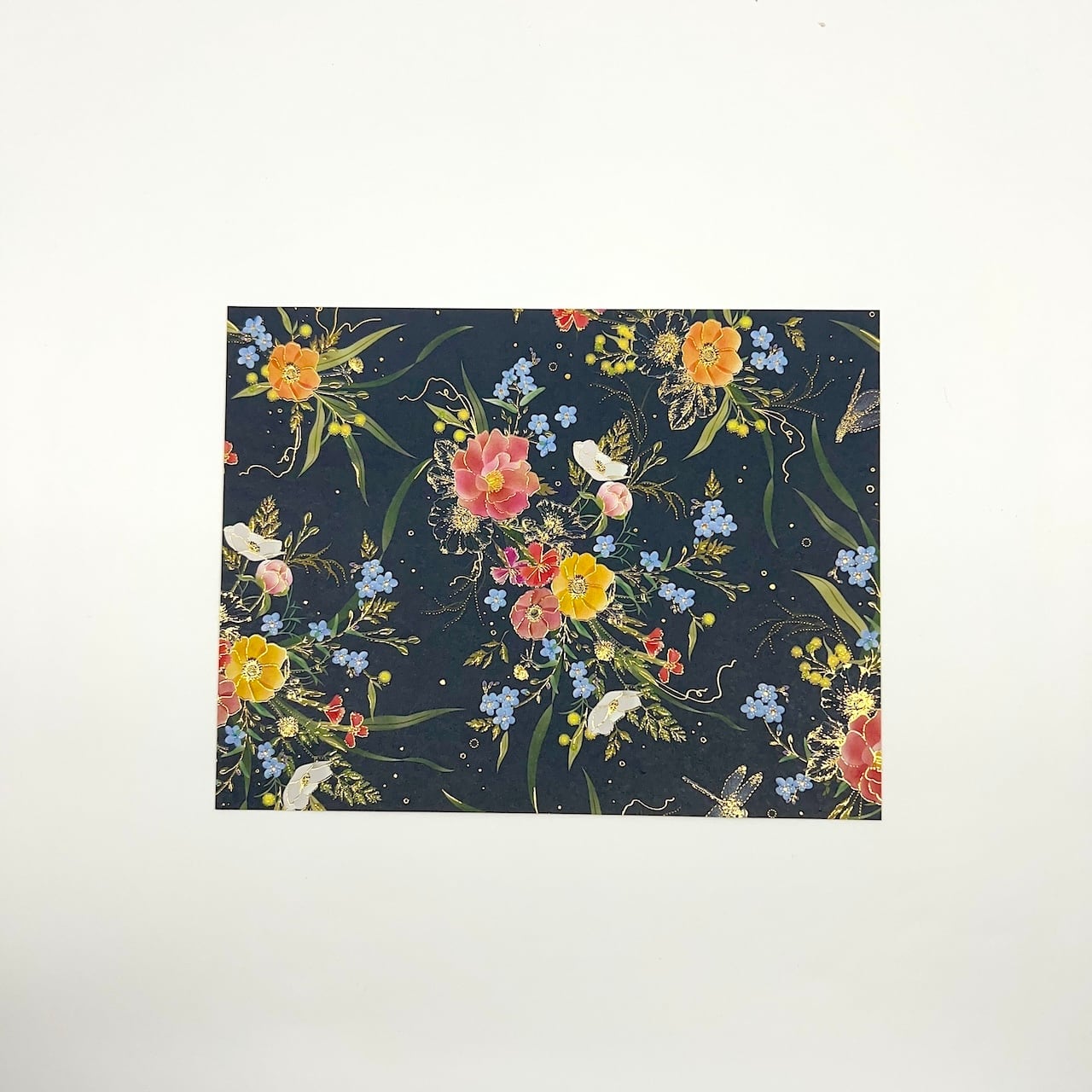 【デザインペーパーシール】花束<紺>〜ブーケモチーフ