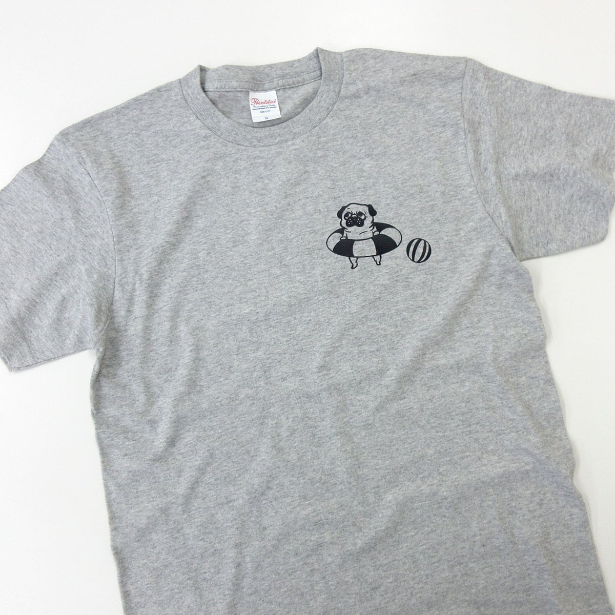 海水浴 パグ Tシャツ dog88 犬 浮き輪 夏 パグ好き 服 ゆるい イラスト