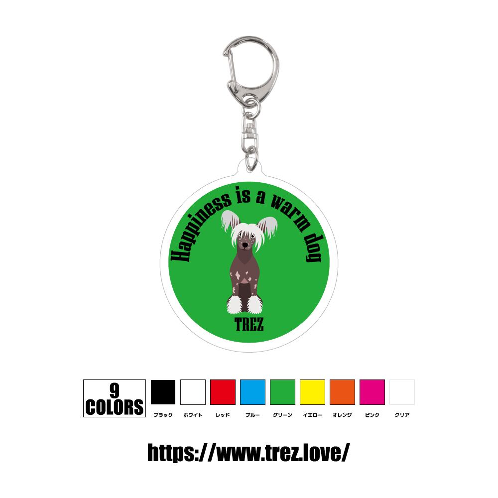 全9色 名前入り チャイニーズクレステッド アクリル 迷子札 ネームタグ キーホルダー