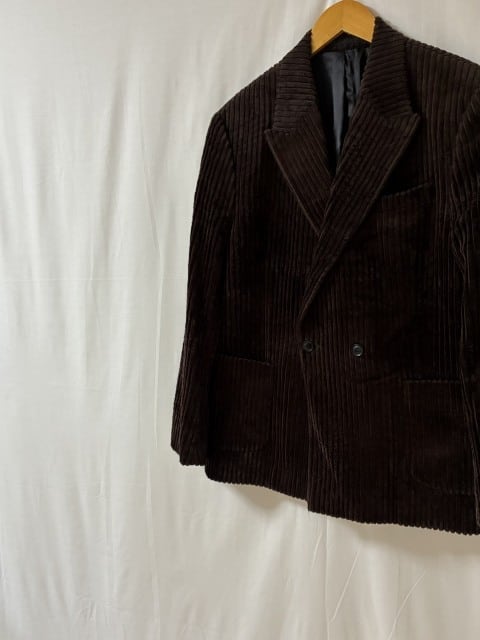 Solid Color Corduroy Double Breasted Jacket