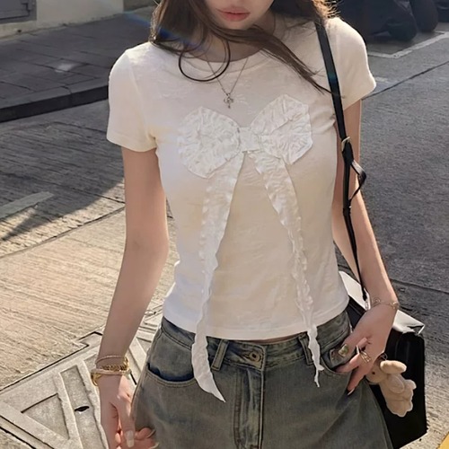 フリルリボンデザインTシャツ ・76816