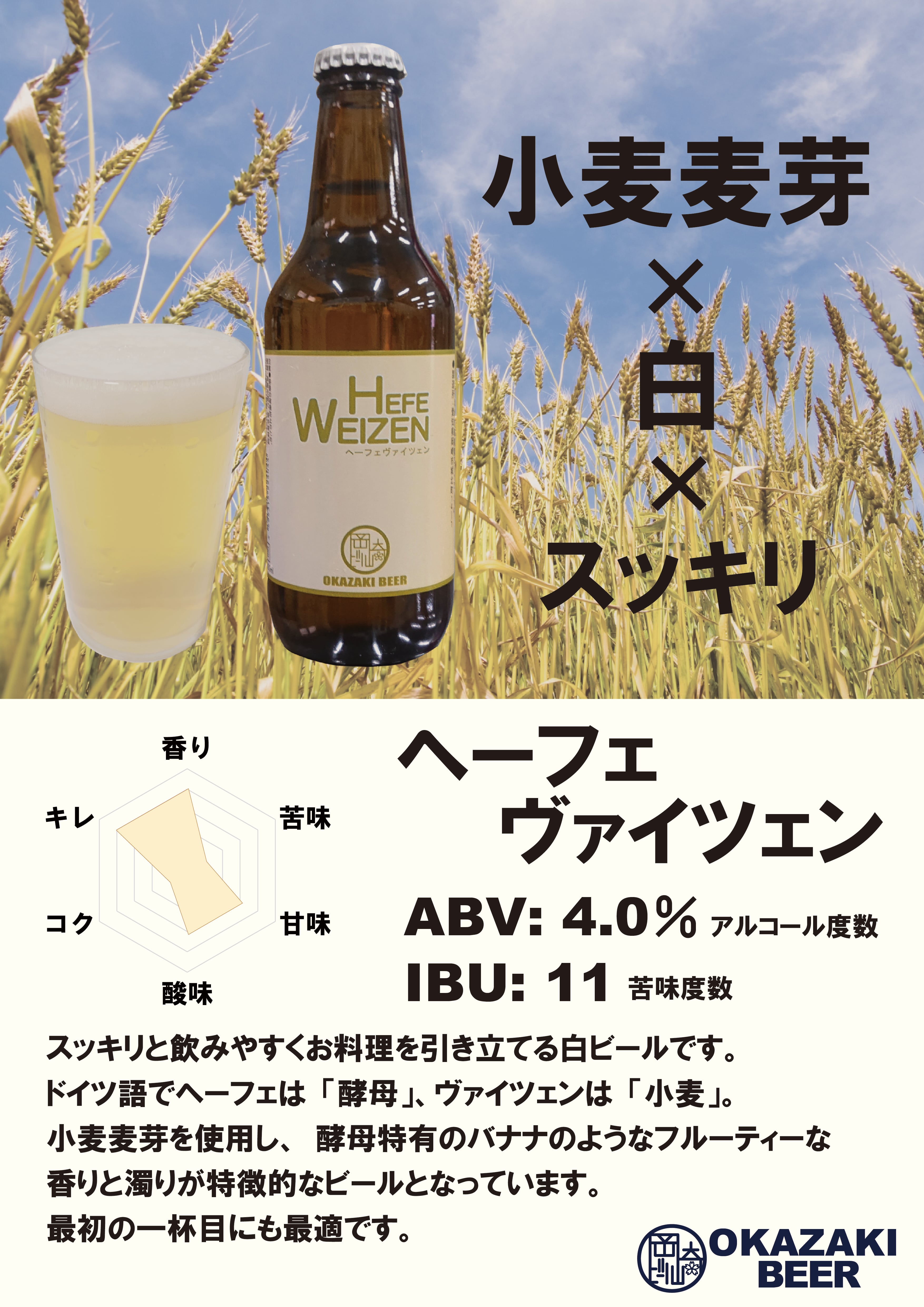 岡崎ビール【オリジナル1種6本セット】ヘーフェヴァイツェン 330ml