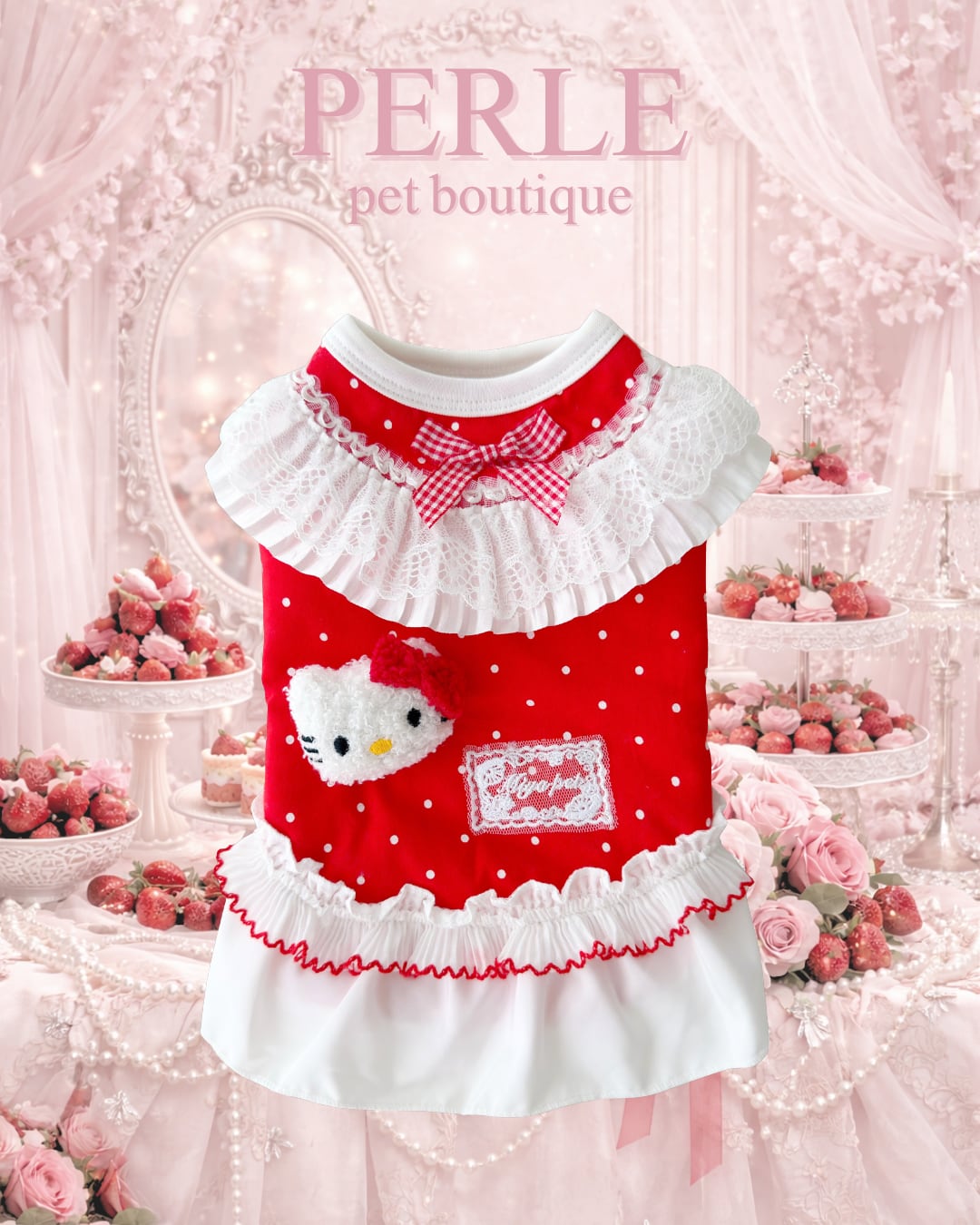 Red Rouge Petit Lace pet dress