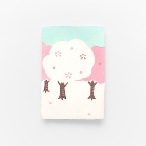 手摺り型染め葉書　桜並木
