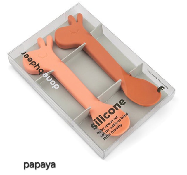 ★セット割★シリコンビブ&シリコンスプーン【Done by Deer/デンマーク】ベビーグッズ 0歳1歳2歳3歳 出産祝い プレゼント ハーフバースデー