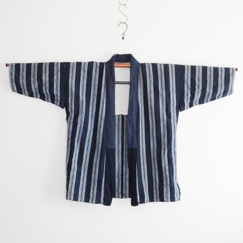 野良着 藍染 着物 木綿 縞模様 ジャパンヴィンテージ 昭和 | Noragi Jacket Indigo Kimono Cotton Stripe Japan Vintage