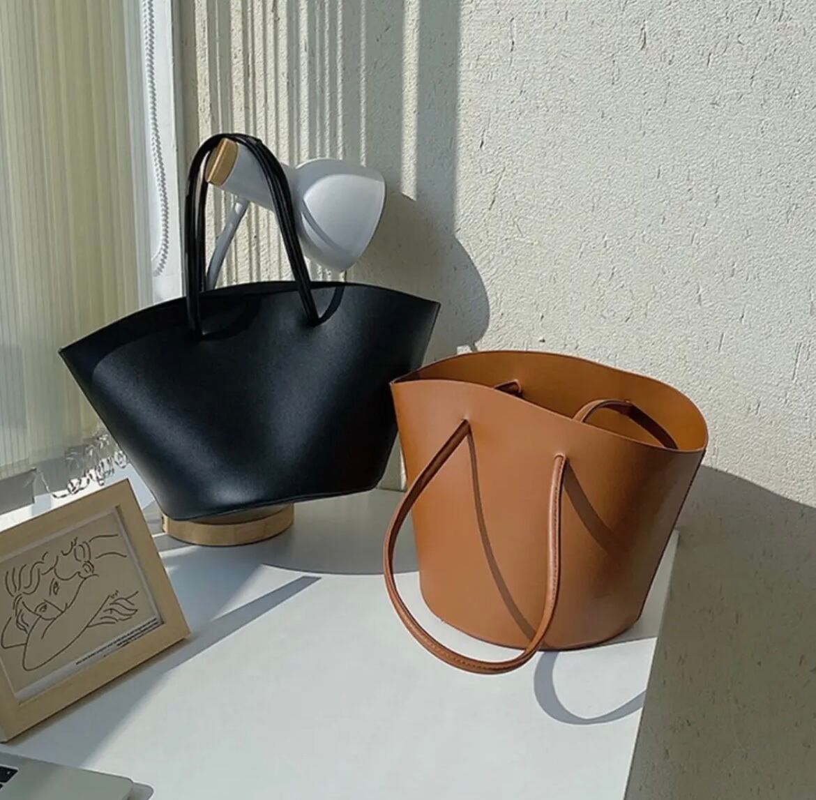 【2color】サークルエコレザーハンドバッグ