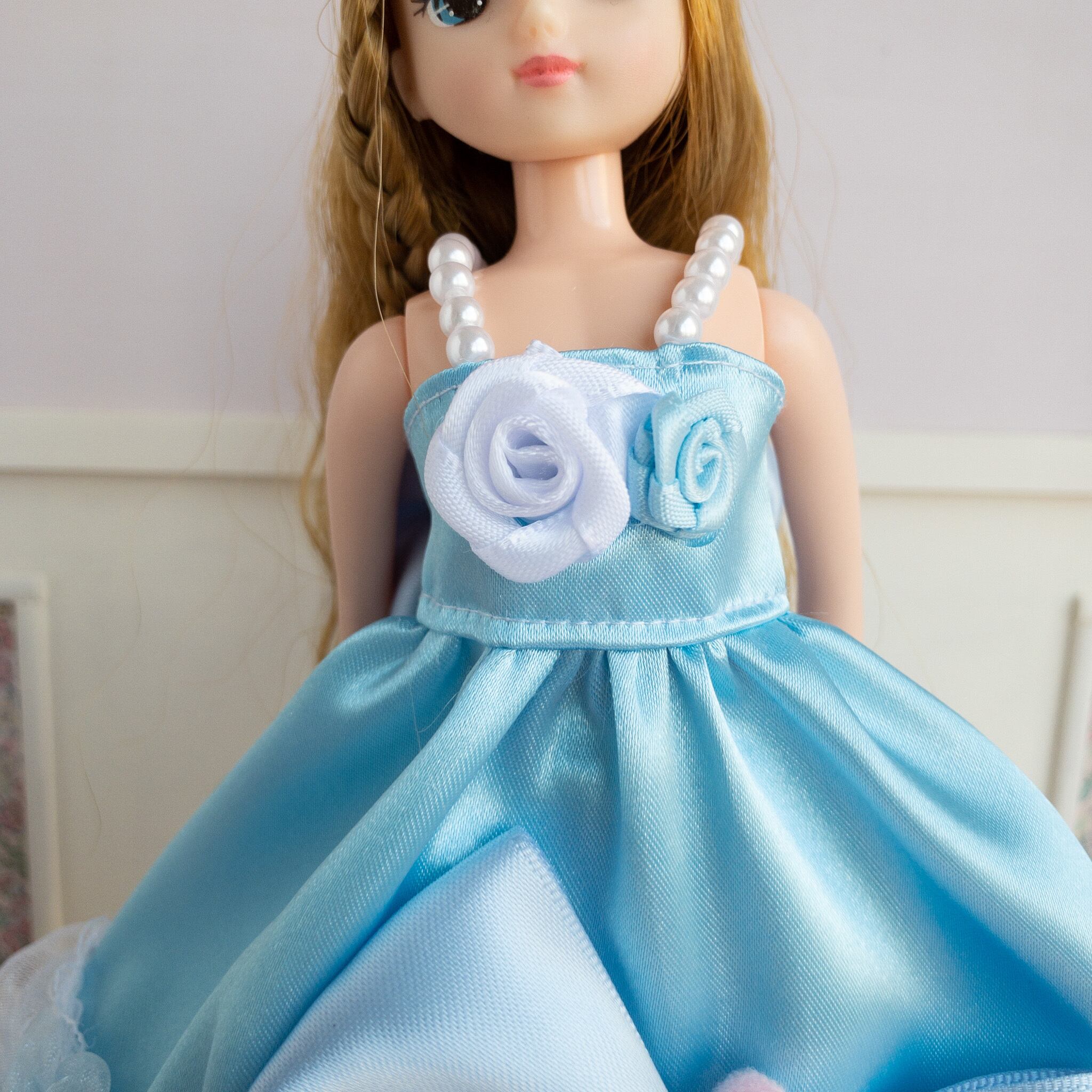 リカちゃんパーテイドレス 水色３ Dollkamiyu