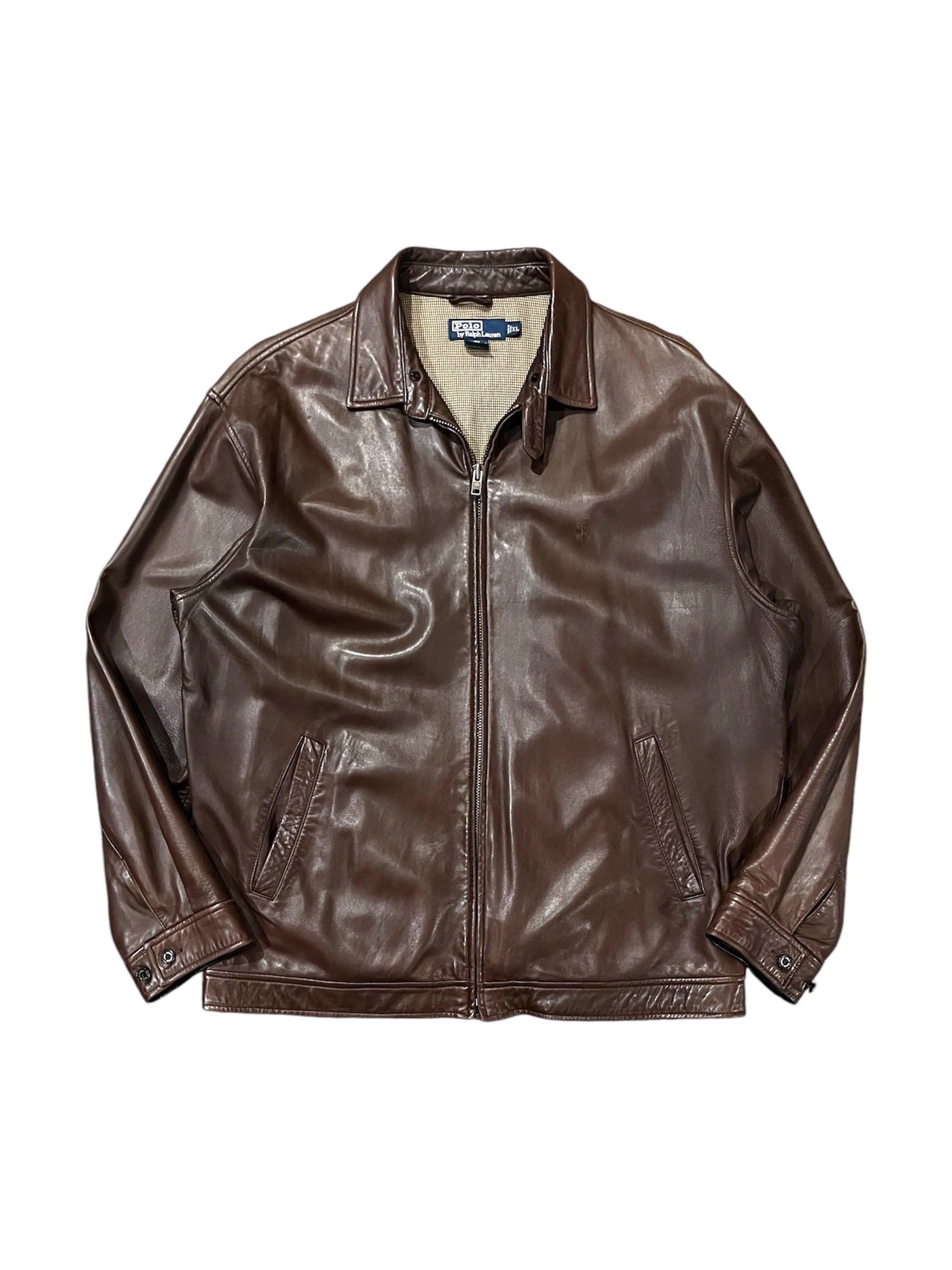 90s Polo by Ralph Lauren Lether Harrington Jacket 90年代 ラルフ 