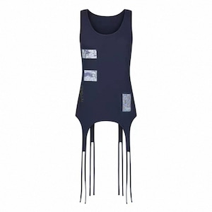 [BETWEENAND] Fog Blue Key Stacked Tank Top