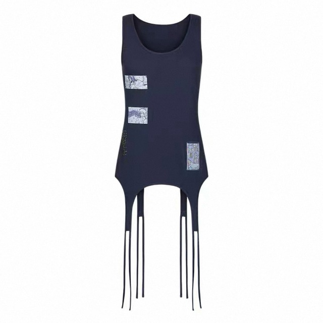[BETWEENAND] Fog Blue Key Stacked Tank Top