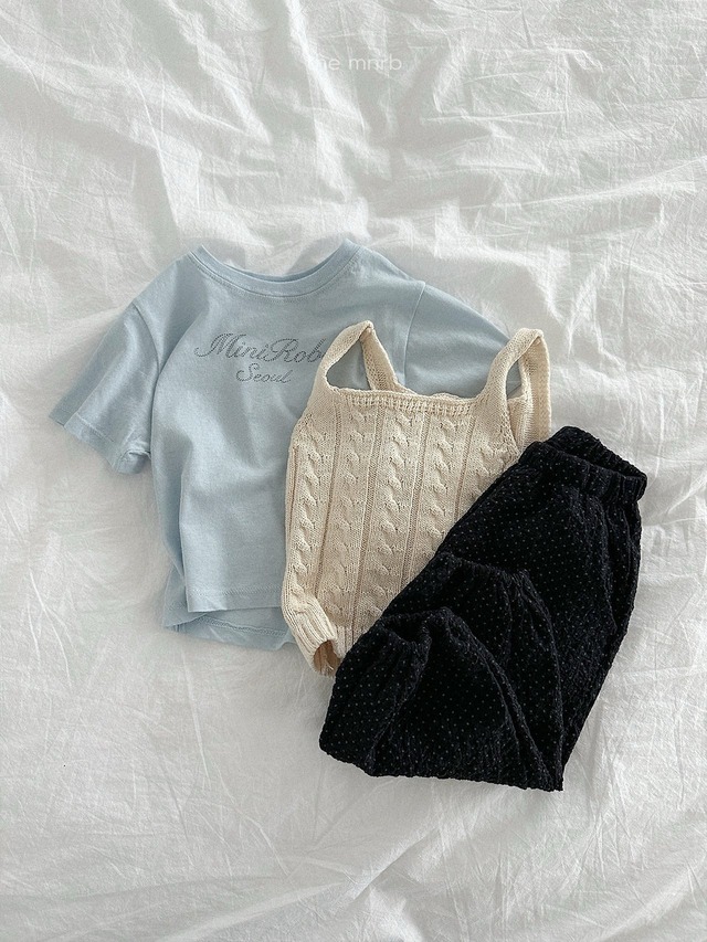 《予約》送料無料 【mini robe】Cable Knit Vest