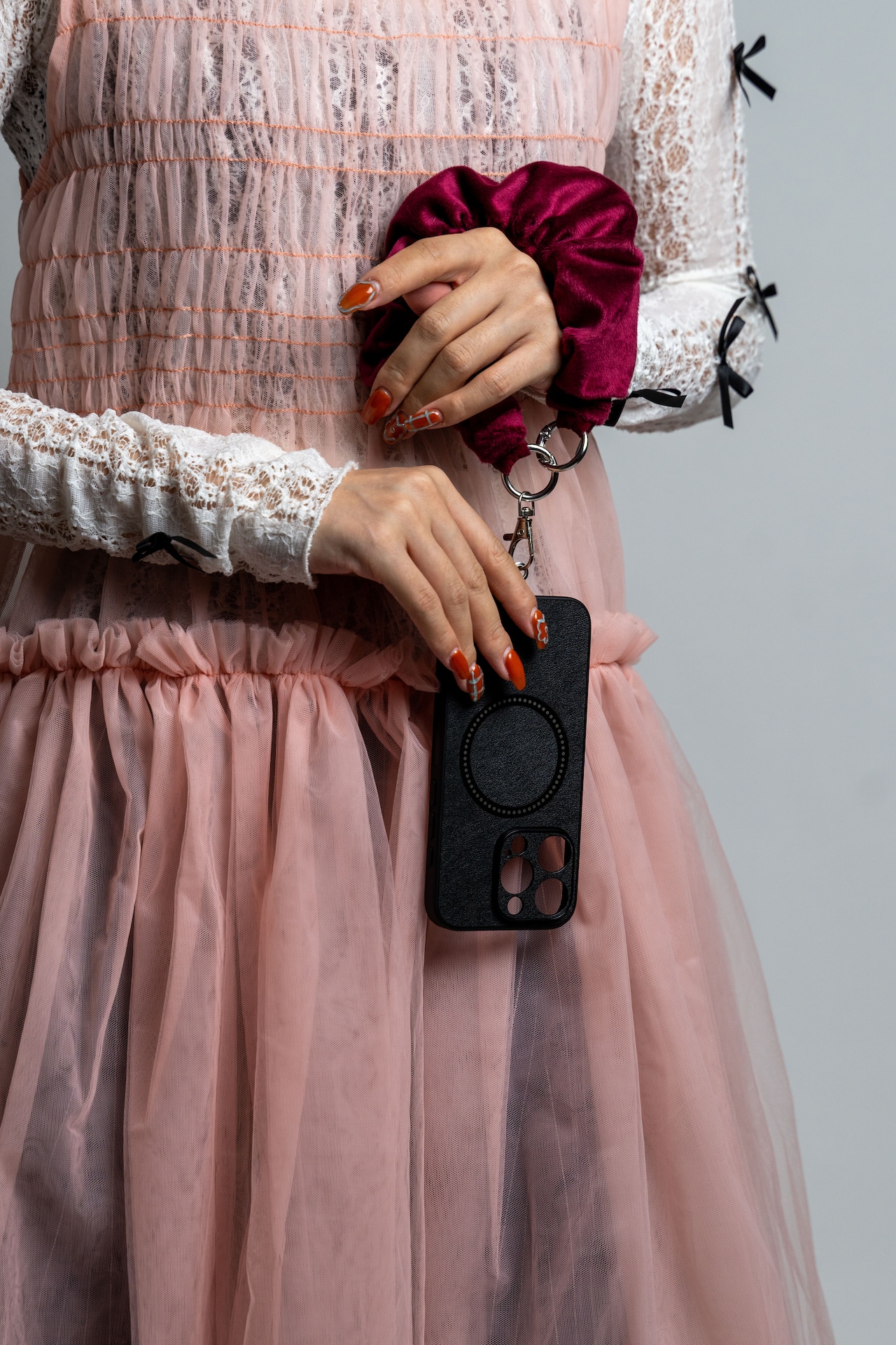 3way velour strap Red