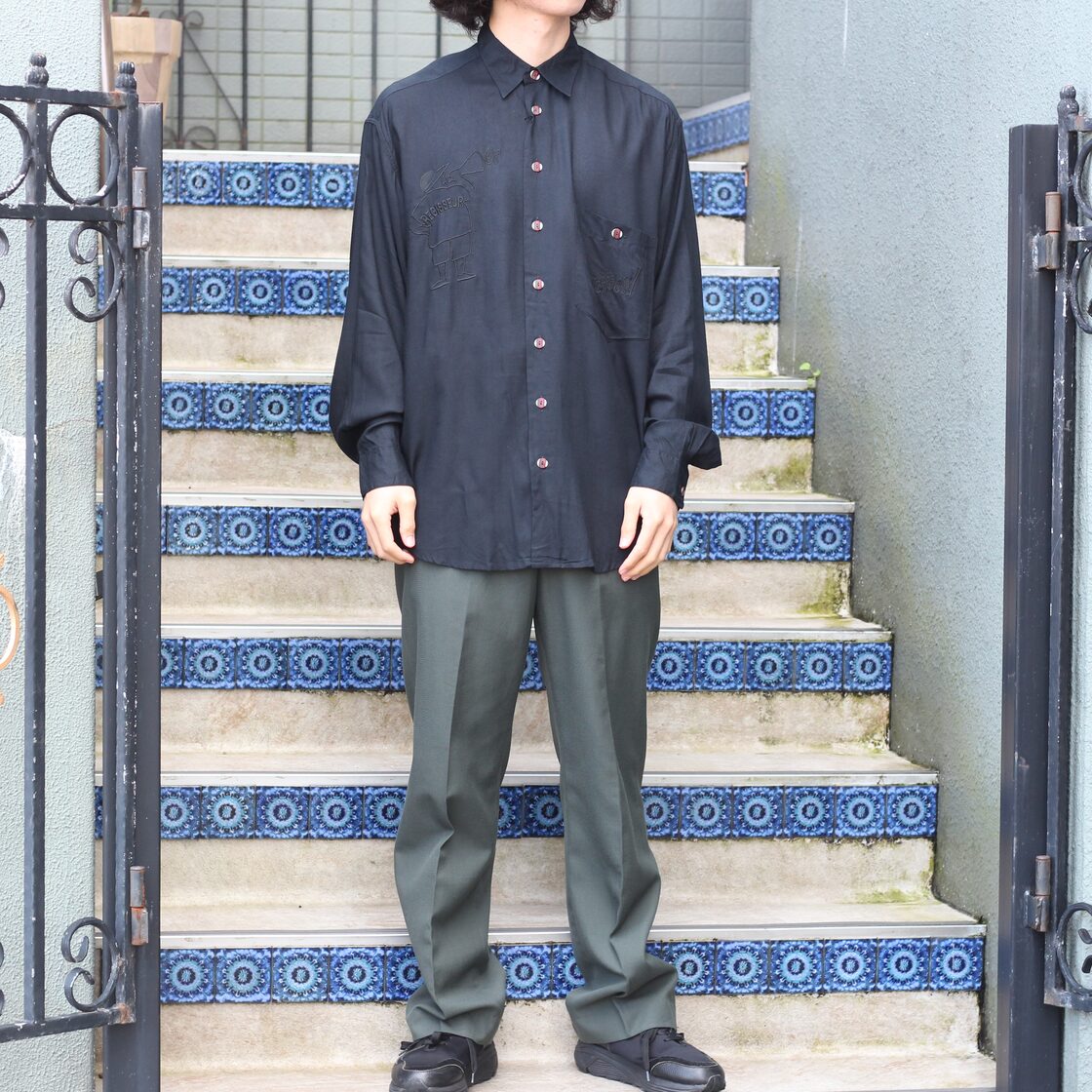 SALE* EU VINTAGE EMBROIDERY DESIGN SHIRT/ヨーロッパ古着刺繍 