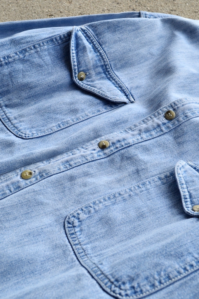 NUOVO County Seat 1980's-90's From USA Heavy Weight Flap Work Denim Shirt ヌーヴォ 80s デニムシャツ