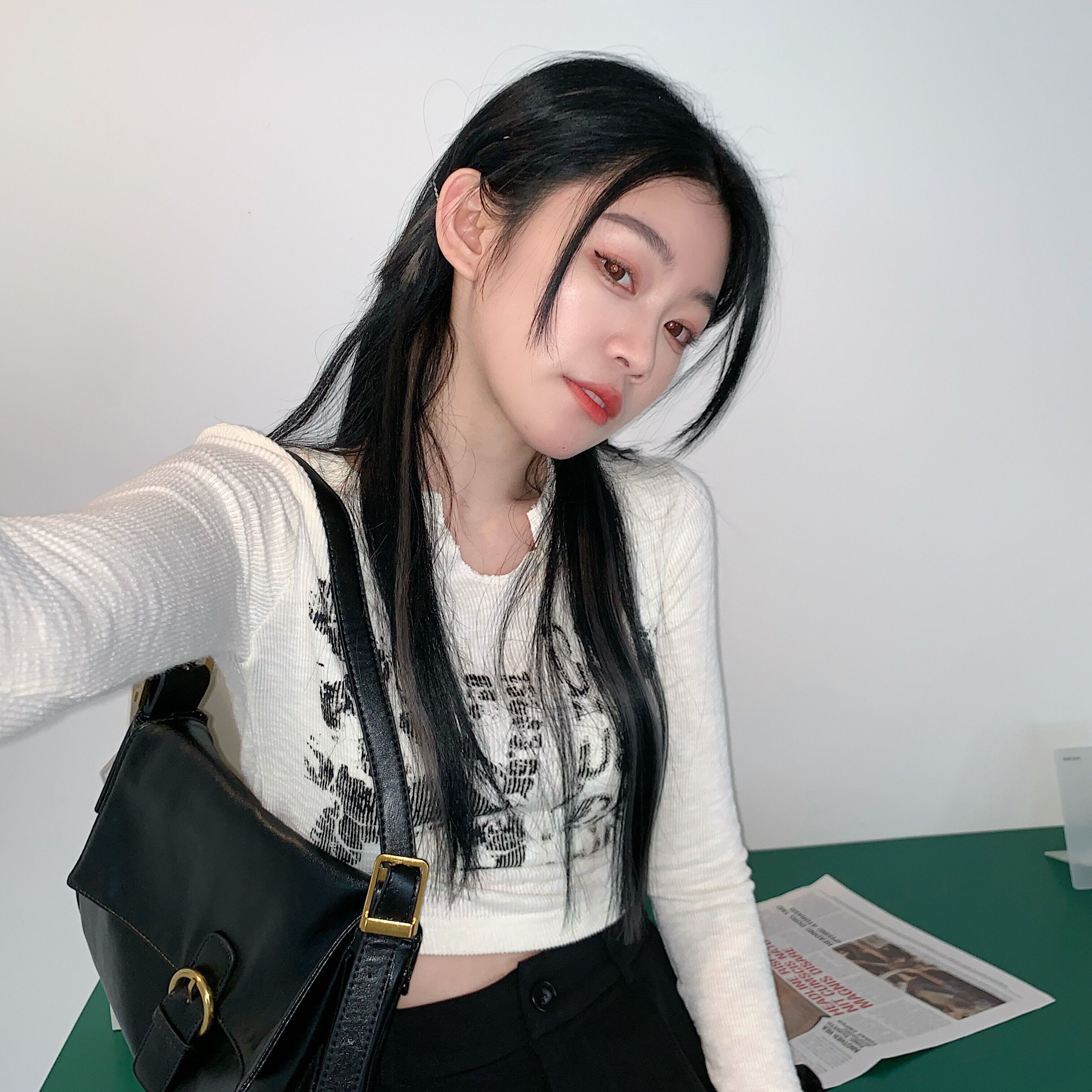 プリントスプリングソリッド カラーショートTシャツ ロング 春物 ソリッドカラー ドラファッションホール18587445962